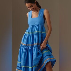 The Helena Square-Neck Tiered Midi Dress: Smocked Scallop Edition